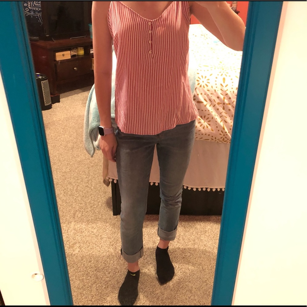 White and Red Striped Cami